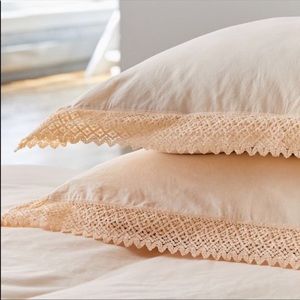 Urban Outfitters Washed Cotton Crochet Ruffle Sham